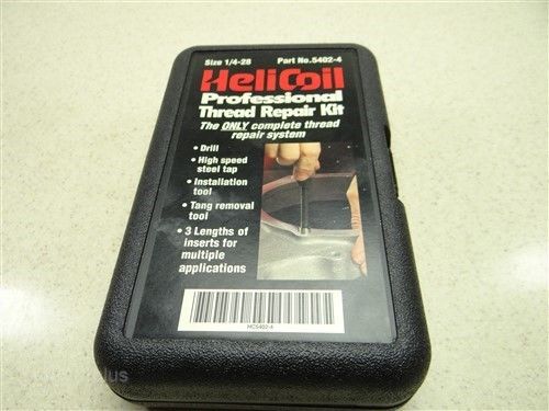 Heli-coil professional thread repair kit 1/4-28 tap drill coils &amp; wrench for sale