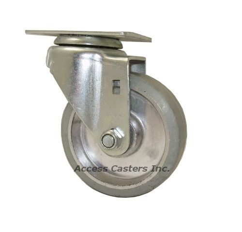 4D21RAS  4&#034; Swivel Caster with Gray Rubber on Aluminum Wheel 265 lbs