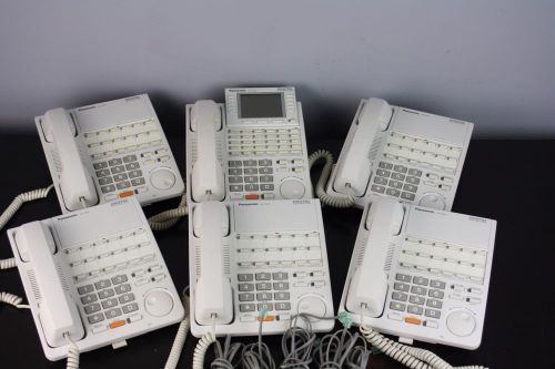 Panasonic KX-T7420 &amp; KX-T7436 Super Hybrid System Digital Phones White. Lot of 6
