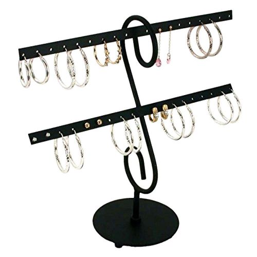 16 Pairs Metal Earring Display Stand Black Sturdy Steel Construction Organizer
