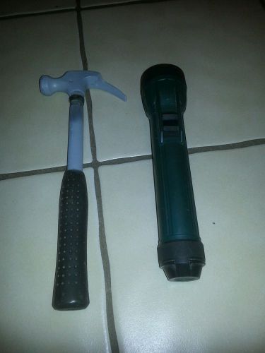 Claw Hammer; appx 12-1/8&#034; L;missing a claw; &amp; flashlight 3 D- cell USA made