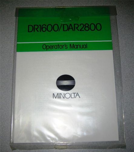 Operator&#039;s Manual - Minolta DR1600 / DAR2800 Microfilm