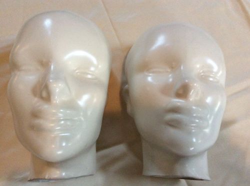 2 Vintage White Ceramic Display  Mannequin  Heads