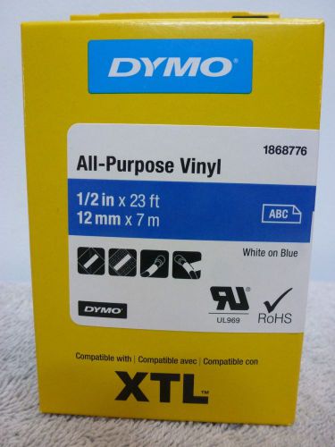 DYMO XTL 1/2&#034; x 23&#039;  White on Blue All-Purpose Vinyl  1868776