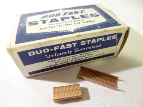 Vintage duo-fast copper-bronze color 508-c staples 1/4&#034;, 80%+ full of 5000 box for sale