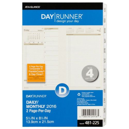 Day Runner Two-Page-Per-Day Monthly Planner Refill 2016 5.5 x 8.5 Inches Page...