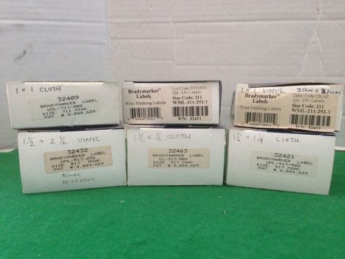 Lot of (6) Boxes of Brady wire Labels # 32409, 32411 x 2, 32432, 32421, 32463