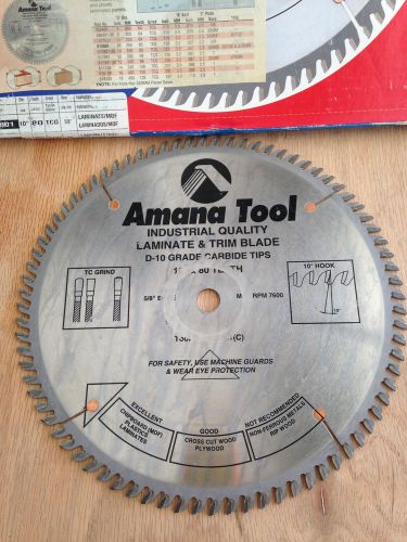 Amana Tool Carbide Tipped 10&#034; x 80 Tooth T.C.G. Laminate &amp; Trim Blade #610801