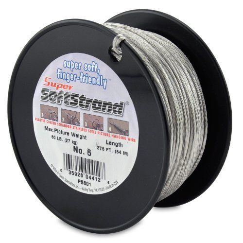 SuperSoftstrand Size 6 - 275-Feet Picture Wire Vinyl Coated Stranded Stainless