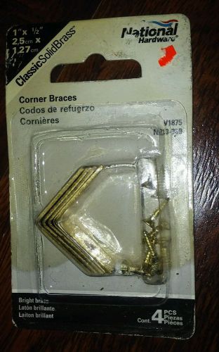 Pack of 4 National SOLID Bright Brass Corner Braces 1&#034; x 1/2&#034; N213-389 stanley