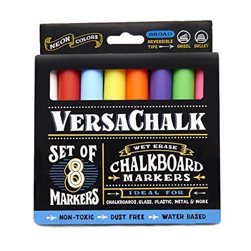 Chalkboard Chalk Markers by VersaChalk 8-Pack| Dust Free, Water-Based, Non-Toxic
