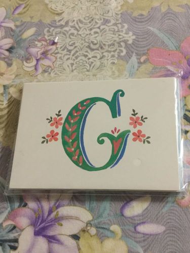Initial G flower spring set of 6 piece note cards &amp; envelope  3. 5/8 by 5. 1/4 &#034;