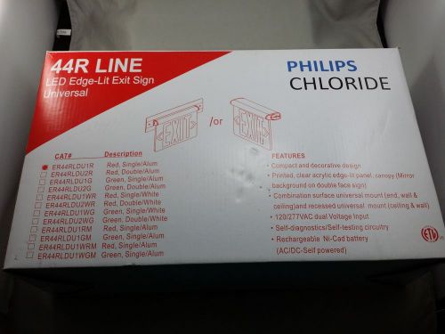 Philips chloride led edge-lit exit sign er44rldu1r 120 / 277 vac new open box for sale