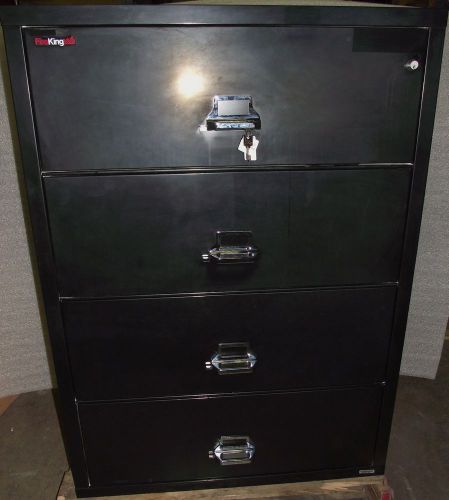 FireKing Fireproof Lateral File Cabinet  4-Drawer 38&#034;  (Black) #7 / 4mo Warranty