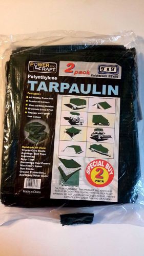New in package. Tarpaulin 2 pack. 8&#039;6&#034; x 8&#039;6&#034;. Polyethylene. Reinforced.Grommets