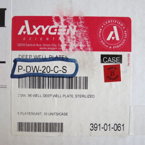 Case/50 Corning Axygen 96 Deep Well 2mL Microplates # PDW-20-C-S