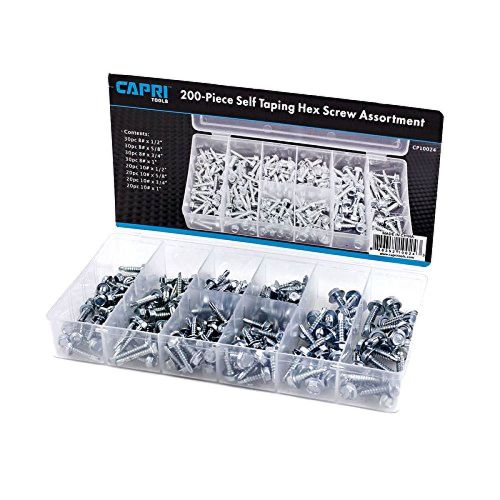 Capri tools 10024 hex self tapping screw assortment, 200-piece for sale