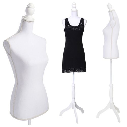 White Female Torso Mannequin Dress Form Lay Figure Display Manikin Tripod Stand