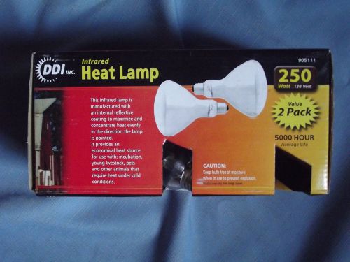 2 pk clear infared heat lamps, 250 w, 120 v, 5000 hrs average, ddi inc. brand for sale