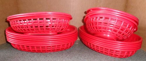 16 Classic Plastic Serving Baskets, Oval, Red 9 3/8 x 6 x 1 7/8&#034;