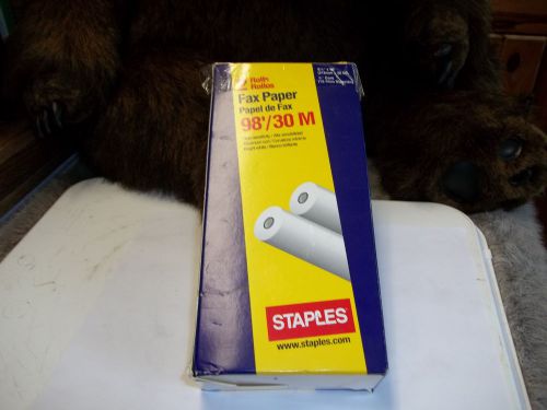 new 2 Rolls Staples Brand Fax Paper 1/2 inch Core 8.5&#034; in x 98&#039; ft