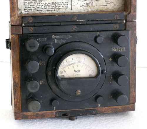 Vintage German Multimeter - Ohmmeter &amp; Voltmeter - Wooden Case