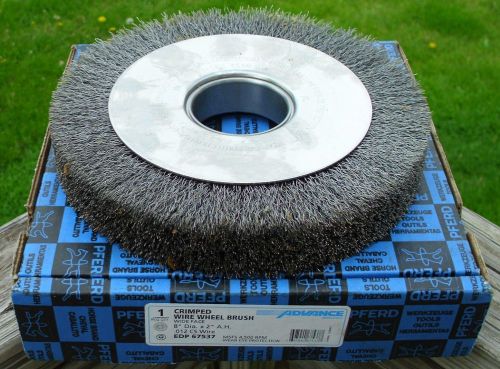 Crimped wire wheel brush wide face 8&#034; dia 2&#034; arbor hole 0.012 cs wire edp 67537 for sale