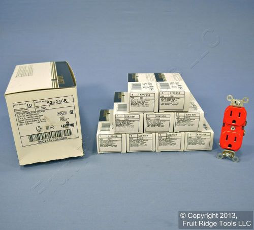 10 leviton red isolated ground industrial grade receptacle outlets 15a 5262-igr for sale