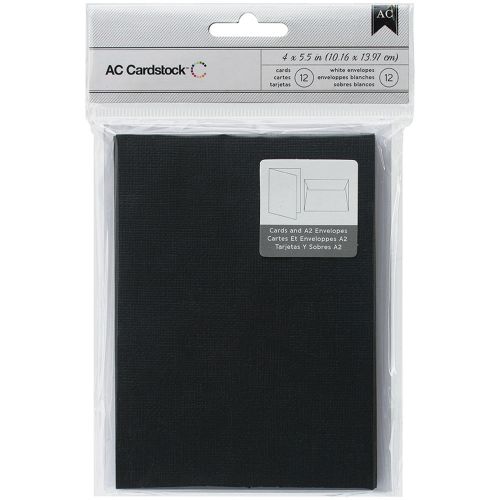 Cards &amp; Envelopes A2 (4 Inch X 5.5 Inch) 12/Pkg-Black 718813660136