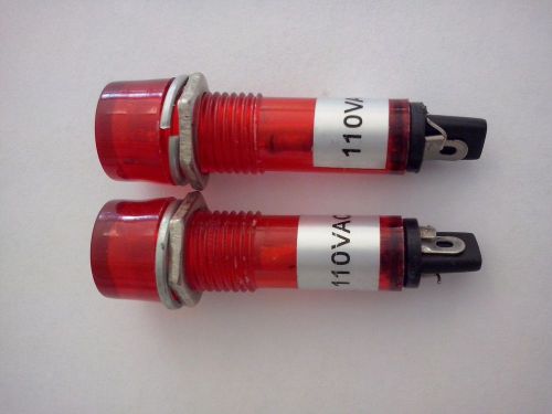 Panel Mountable 120 VAC Indicator Light, color Red, (2-Pack).