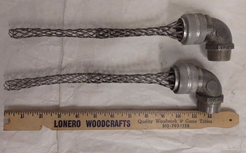 Lot of 2 Hubbell 074-01-089 90° Male 1&#034; NPT Strain Relief Deluxe Cord Grip (A6)