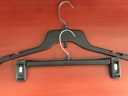 Black plastic hangers pants clips 12&#034; used clothing store fixtures metal hooks for sale
