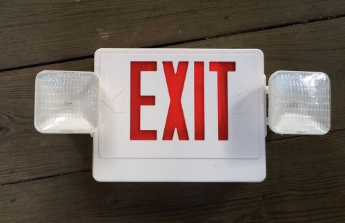Led exit sign with automatic emergency lights for sale
