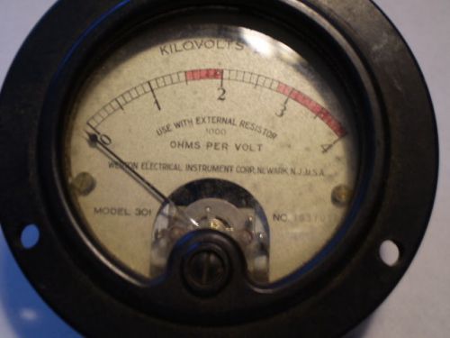 Vintage Weston Electrical Instrument KILOVOLTS  D.C.  Meter Gauge Model 301