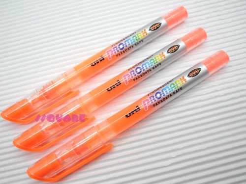 3 x uni-ball promark eye usp-105 water-proof fluorescent highlighters, orange for sale