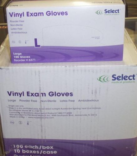 LOWEST PRICE-Select-1 CASE-10 BOXES-100 to ea.-Lg.VINYL GLOVES-LATEX-POWDER FREE