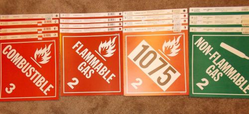 Lot of 16 - Hazmat Placards Non-Flammable, Gas 1075, Flammable Gas, Combustible