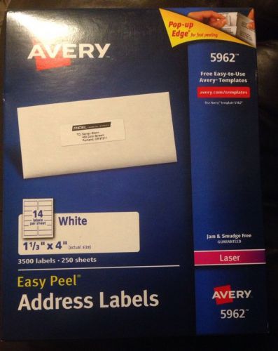 Avery Easy Peel Laser Address Labels 1-1/3&#034; x 4&#034; White 3500/Box - Free Shipping!