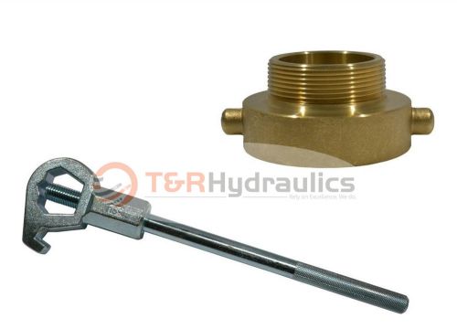 Fire hydrant adapter combo 2-1/2&#034; nst(f) x 1-1/2&#034; npt(m) w/ hd hydrant wrench for sale