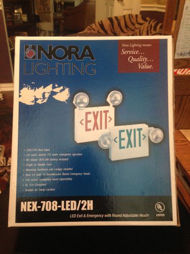 NIB Nora Lighting NEX-708-LED/2H Red Exit Sign