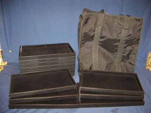 13 piece 14&#034; x 8&#034; stackable jewelry pad display box trays with carry bag for sale