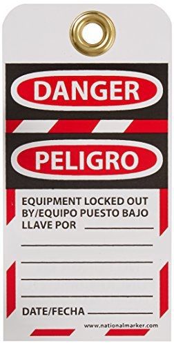 NMC SPLOTAG11-25 &#034;DANGER - DO NOT OPERATE EQUIPMENT LOCK-OUT&#034; Bilingual Lockout