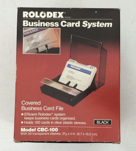 VINTAGE ROLODEX BLACK/CLEAR COVERED PHONE BUSINESS CARD FILE W/CARDS CBC-100 NEW
