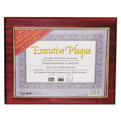 Executive Plaque, Plastic, 13 x 10-1/2, Mahogany, Sold as 1 Each