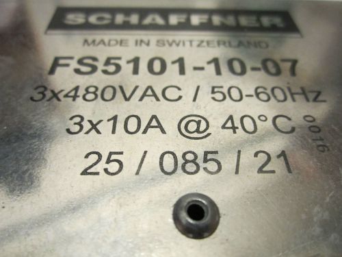 SCHAFFNER FILTER FS5101-10-07, 50-60 Hz, 3x480VAC, 3x25A, FS51011007