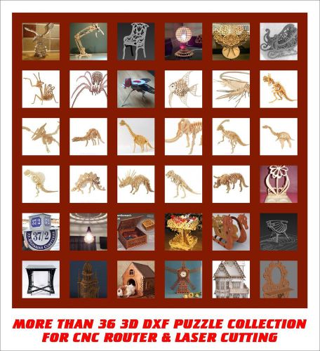 3D PUZZLE MORE THAN 36 DXF files COLLECTION for CNC ROUTER &amp; LASER CUTTING