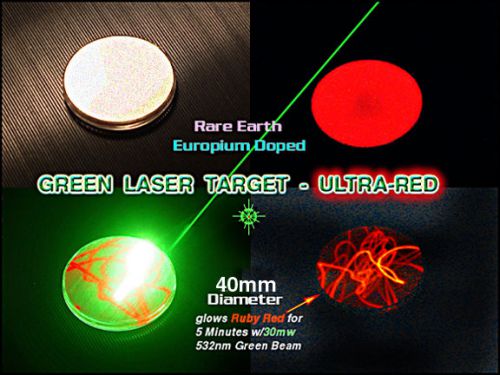 Blue + Green LaserTarget 40mm Diameter - Glows Bright Red when struck -with case