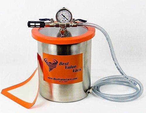 Bestvaluevacs 1.5 gallon tall stainless steel vacuum chamber to degass for sale