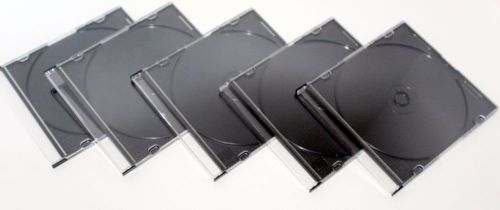 5 New CD DVD Blue Ray Slim Jewel Case Black Single Standard by Fellowes NEATO