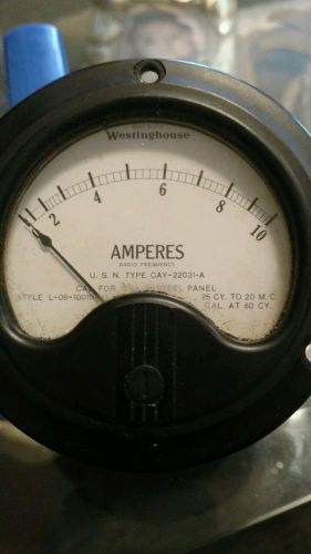 WWII panel meter gauge Westinghouse RF amperes 0-10 thermo type radio militaty